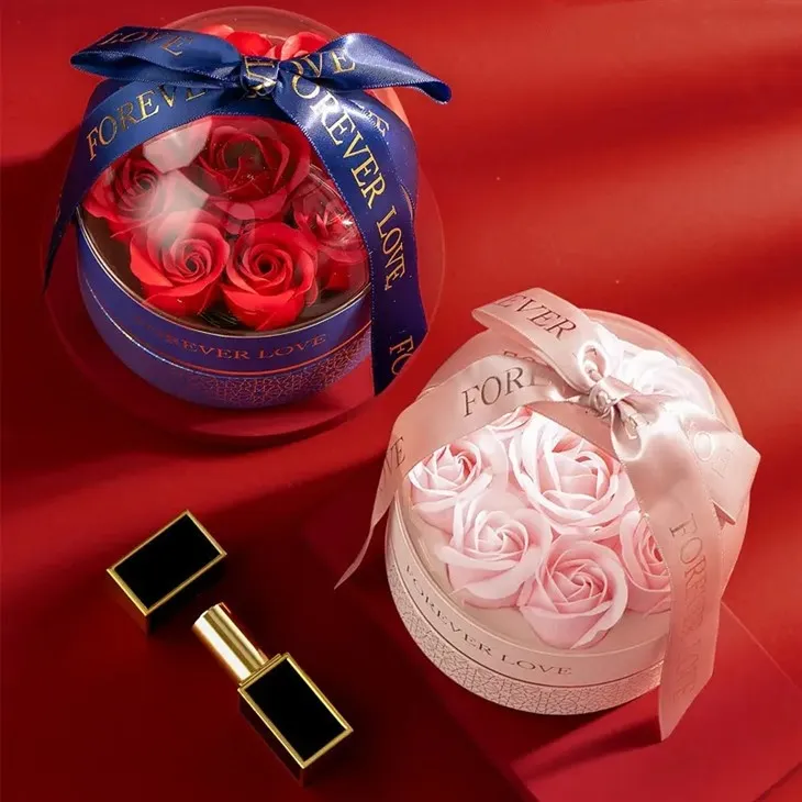Coffrets-cadeaux roses ronds en carton coloré