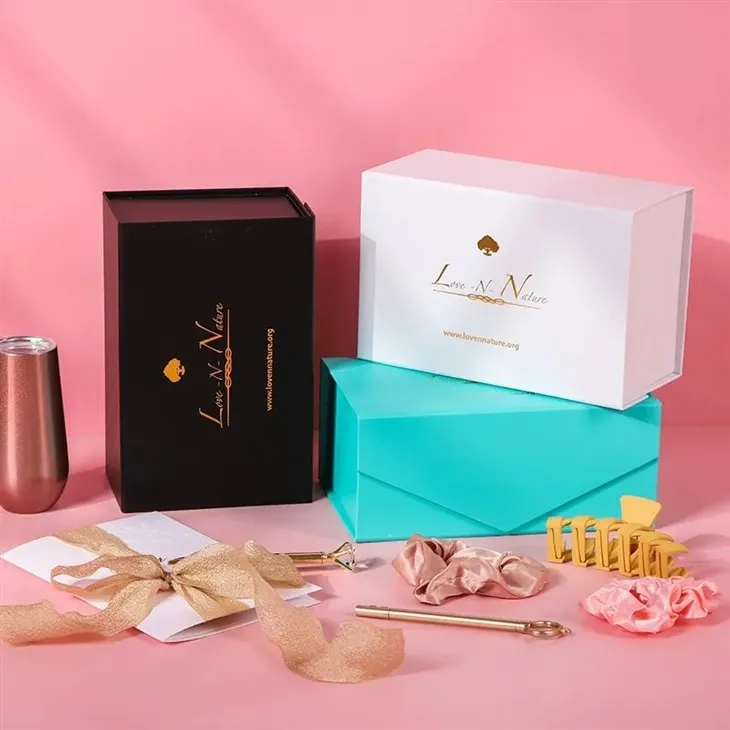 Coffrets cadeaux pliables avec fermeture à ruban
