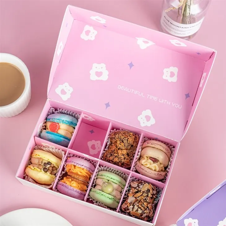 Boîtes d'emballage de macaron d'impressions de fleurs de carton