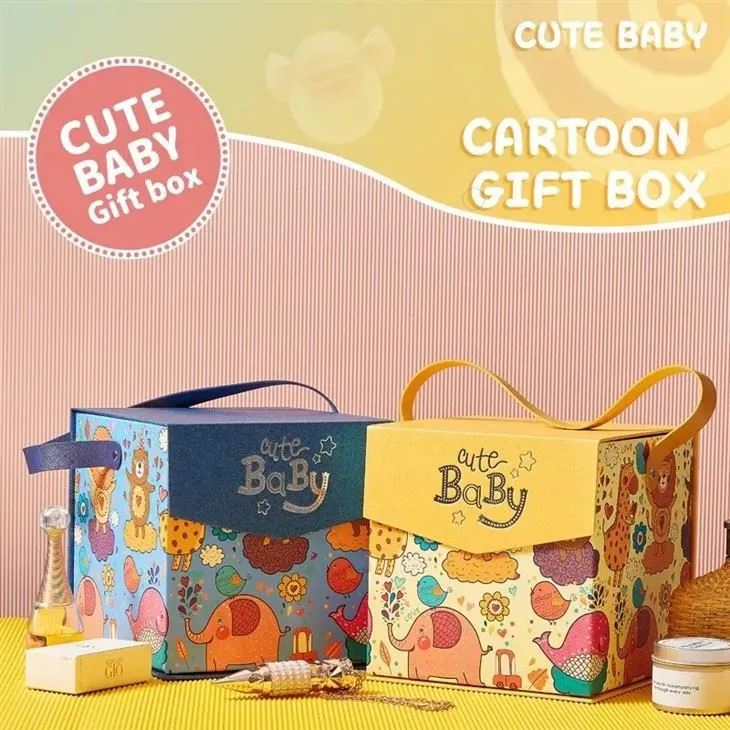 Coffrets cadeaux magnétiques portables avec impression de dessins animés