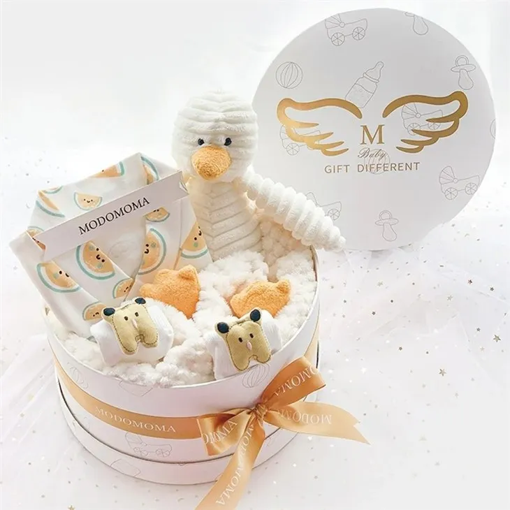 Coffrets cadeaux ronds en carton pour vêtements de nouveau-né