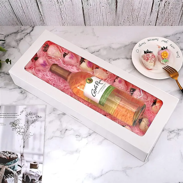 Boîte d'emballage de vin de pâtisserie rectangulaire blanche