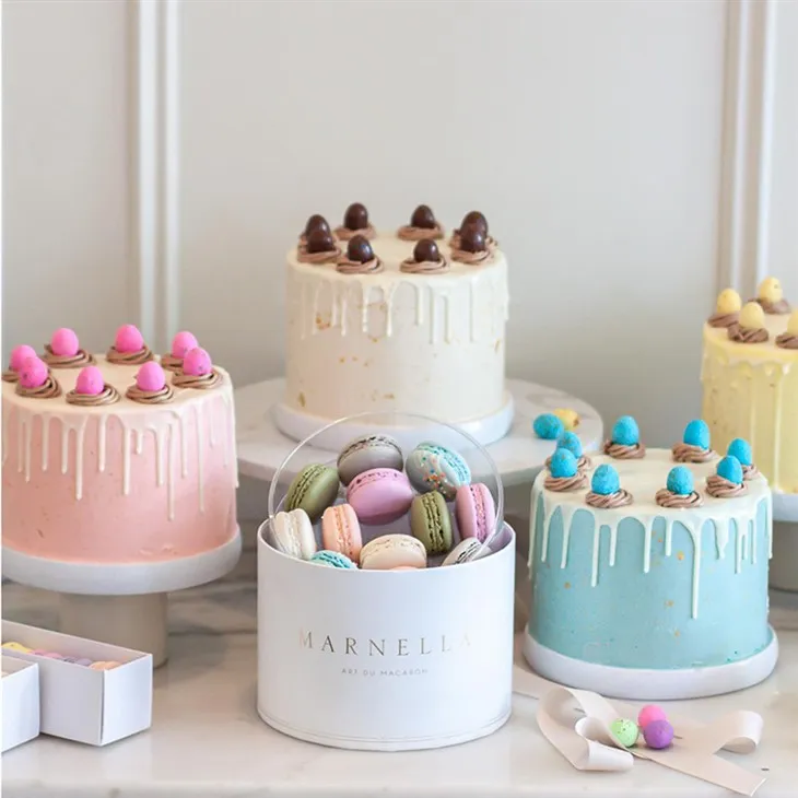 Boîte d'emballage de macarons ronde blanche