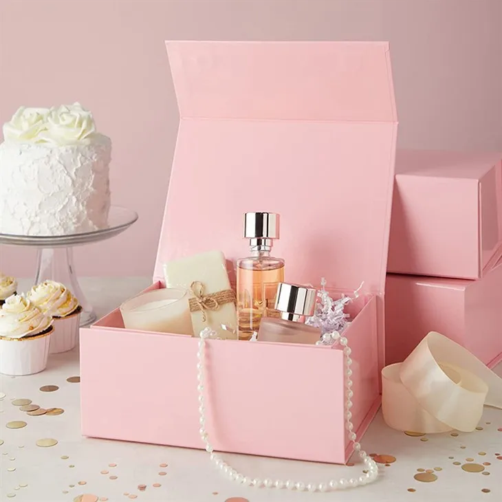 Coffret cadeau magnétique pliable rose