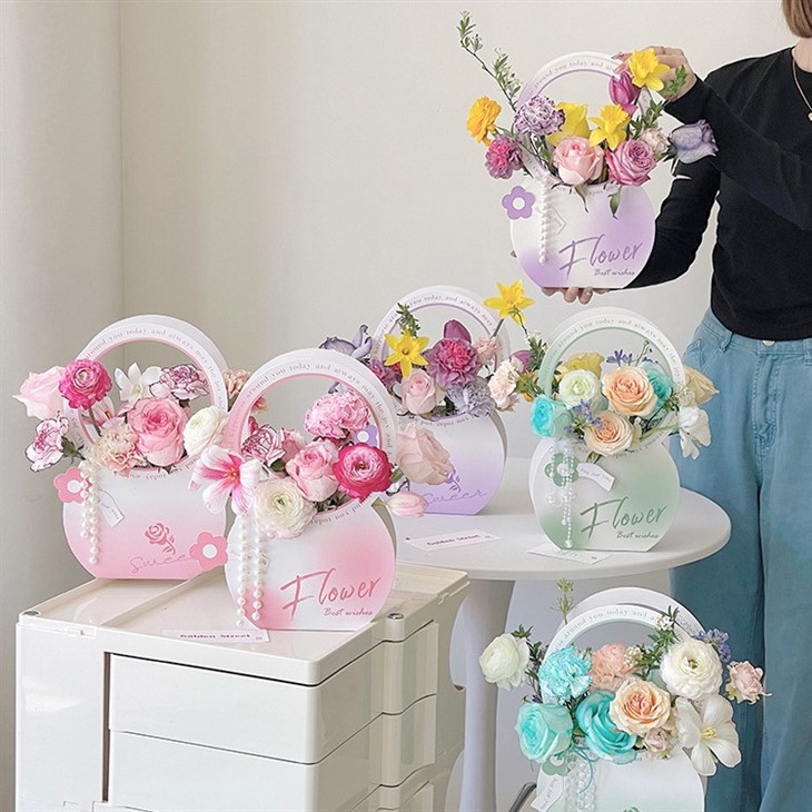 Portable Paper Flower Bags With Handle
