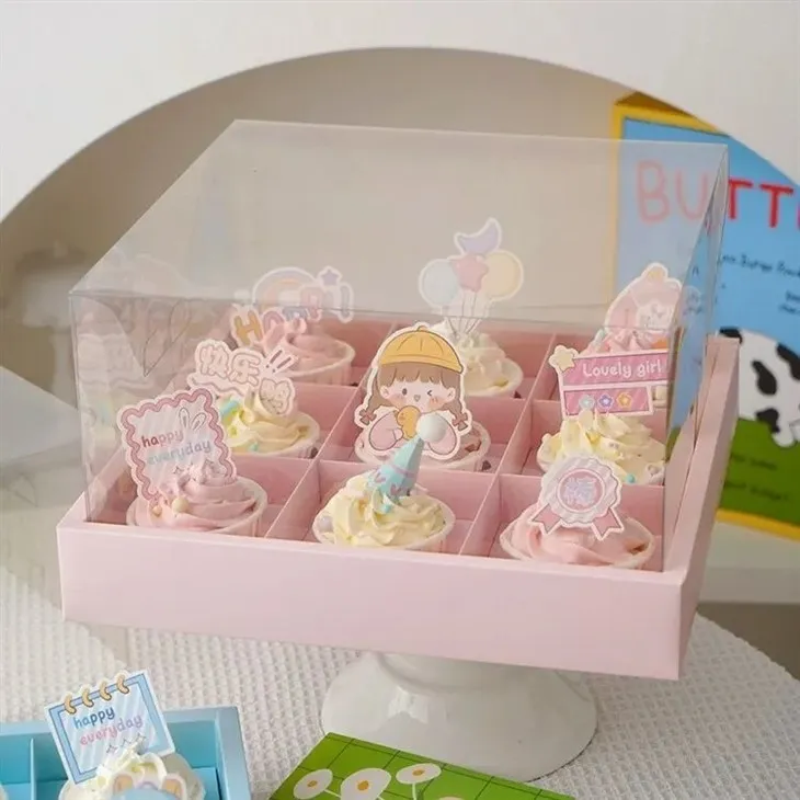 Boîte d'emballage pour cupcakes à 9 compartiments