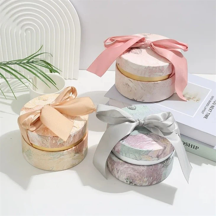 Coffrets cadeaux de luxe avec nœud en ruban rond