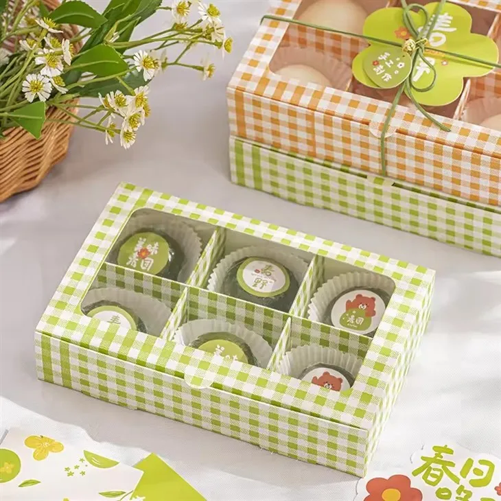 Boîtes d'emballage pour produits de boulangerie à 6 compartiments