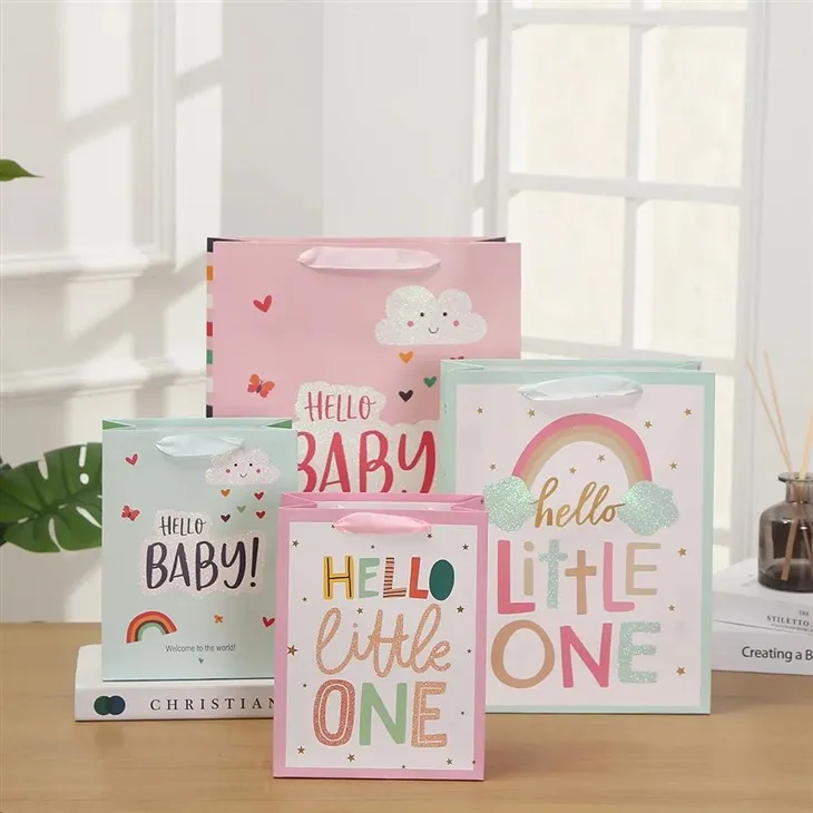 Sacs cadeaux en papier portables à paillettes pour le genre