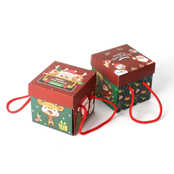 Coffrets cadeaux pliants carrés à motifs de Noël